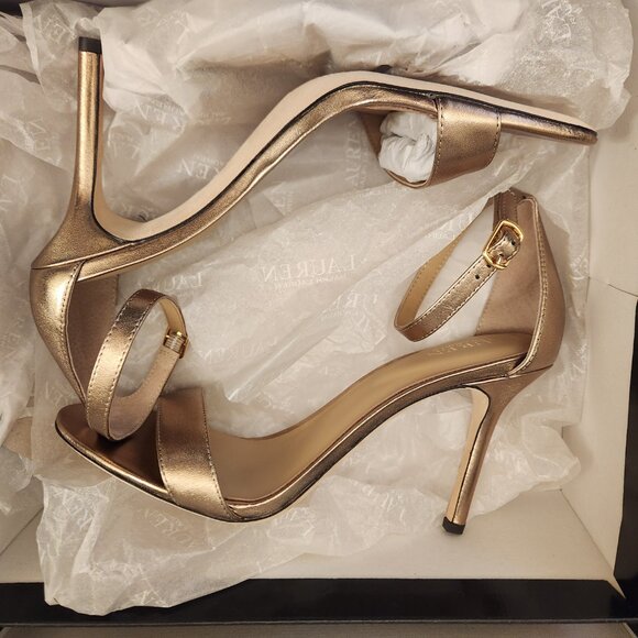 LAUREN RALPH LAUREN | Allie Metallic Nappa Leather Sandals. Size 10. NIB - Picture 10 of 11